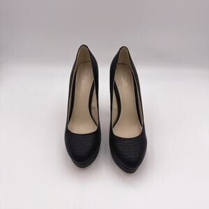 Aldo Black Snakeskin Embossed Platform Stiletto Heels |  10